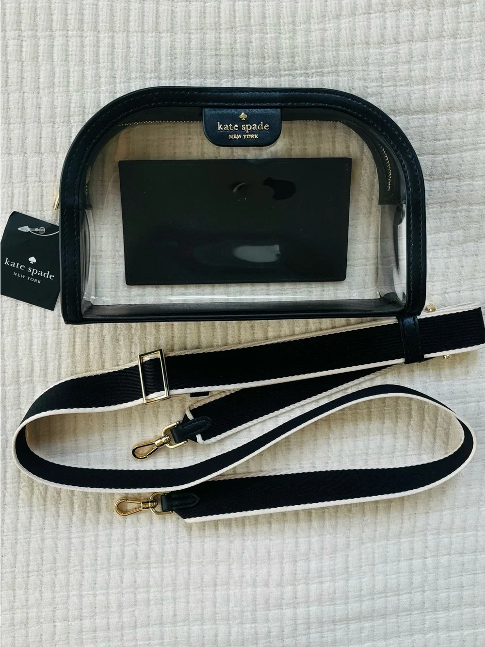 Kate Spade Clare Clear Small Dome Crossbody Bag Black Multi Stadium Bag NWT - Picture 5 of 16